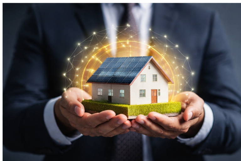 Zwei Arbeiter bei Installation von Solarmodulen auf Dach